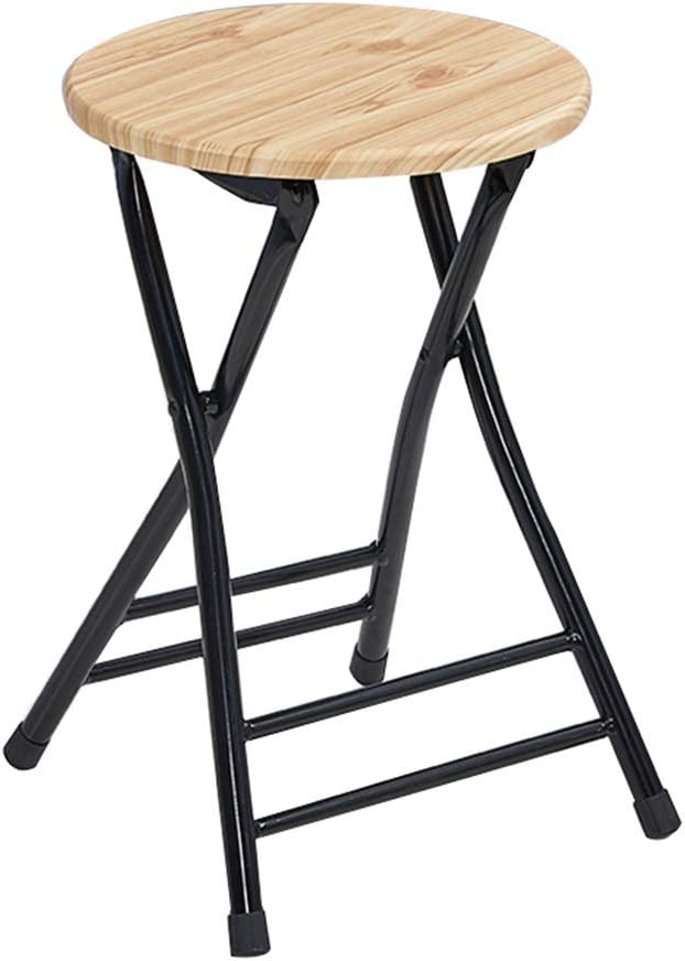 Home Folding Stool - 18 Inch Bar Chair Stool Metal Wood Pub Chair Metal Counter B